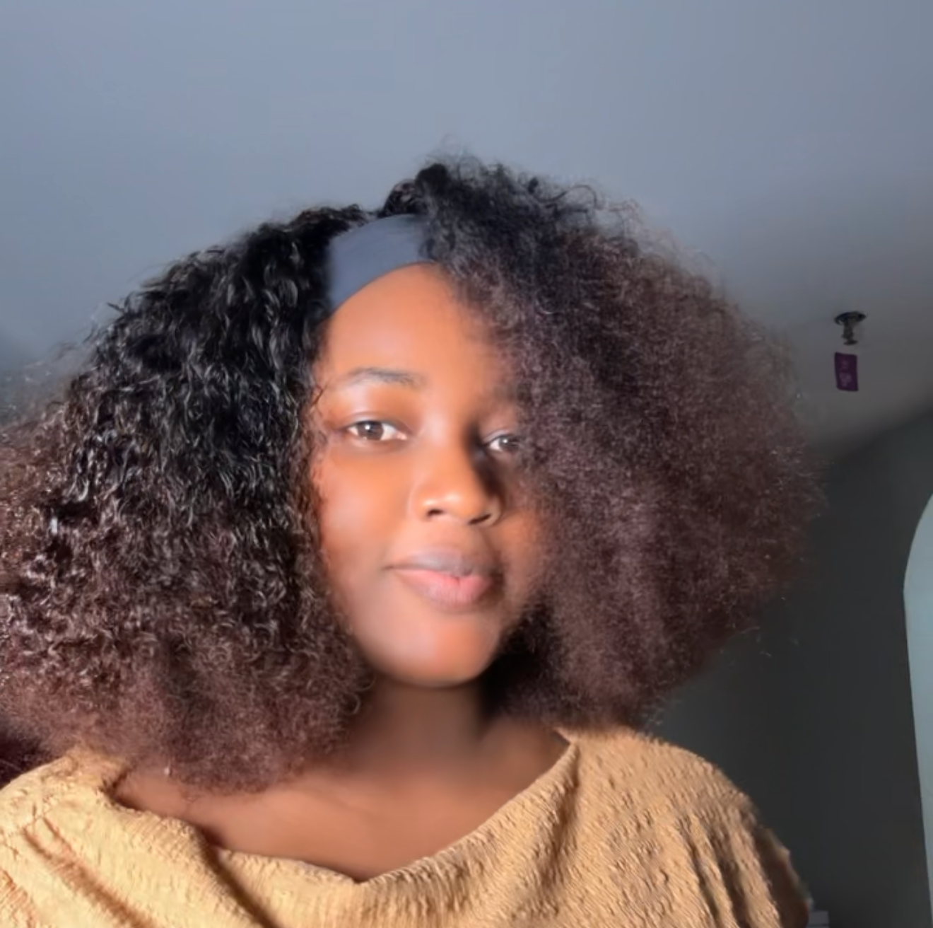 Brown tip band curly wig